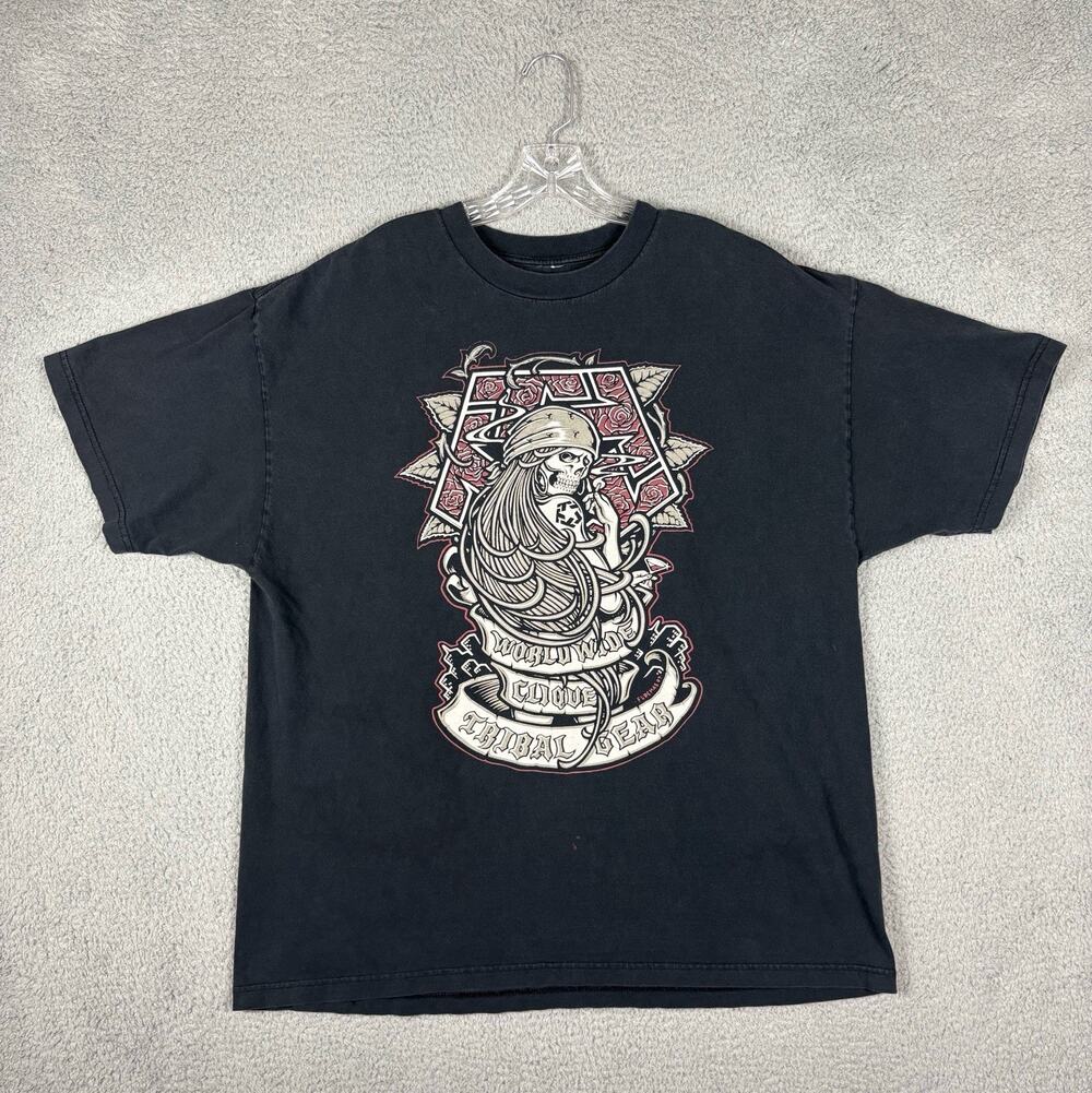 Tribal Gear T-Shirt Men’s 2XL Black Y2K Grunge Skater Hip Hop Street Wear Vtg